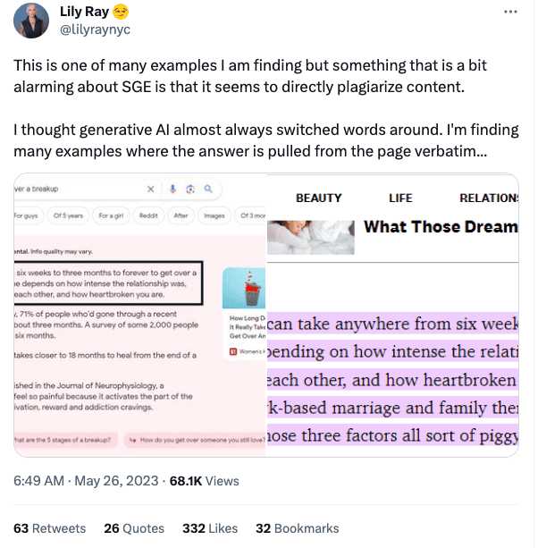 Google SGE Plagiarism