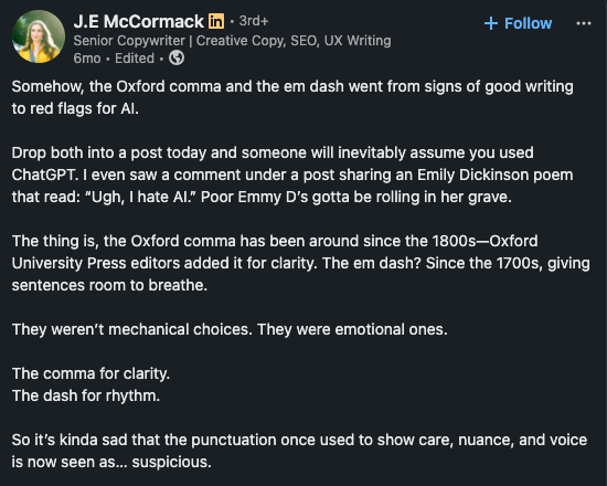 J.E McCormack on Linkedin