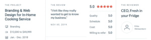 Clutch five-star review and Fresh in Your Fridge branding project listing