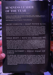 Business Leader of the Year program page at the gala